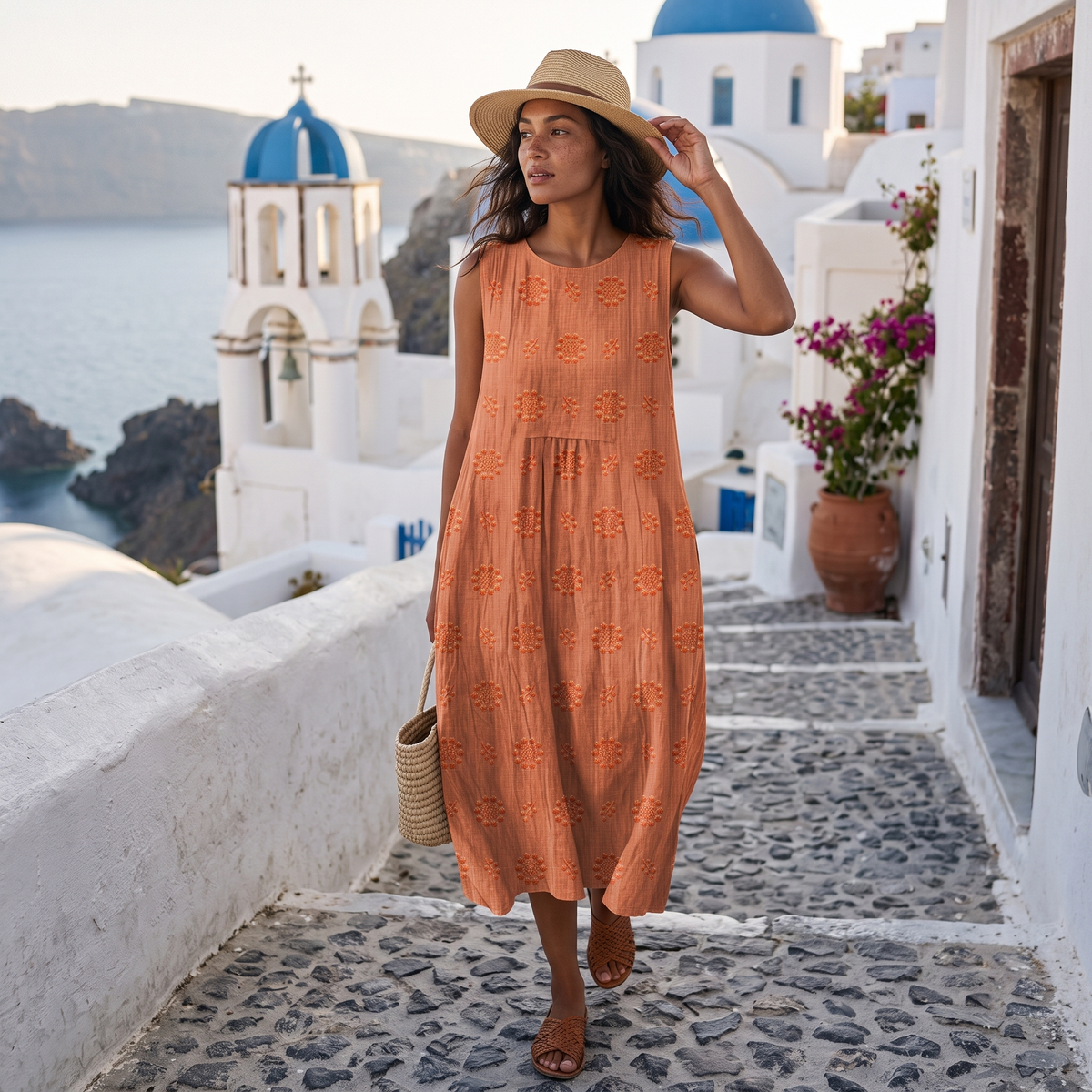 Piper | Women's Embroidered Sleeveless Midi Dress