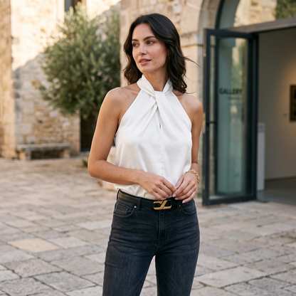 Vanna | Silk Knot Neck Top