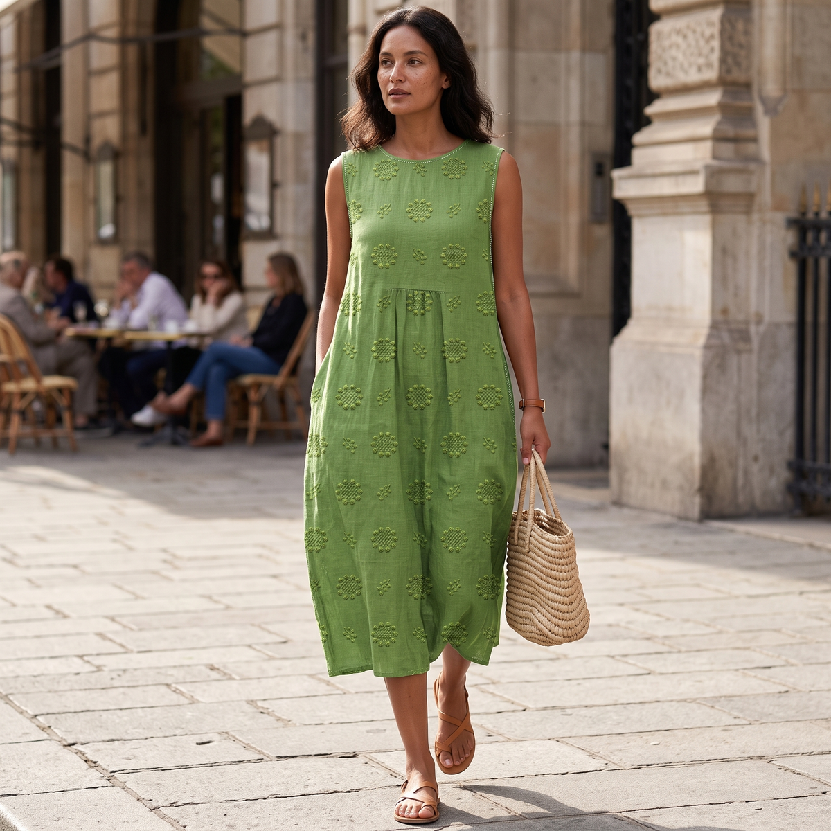 Piper | Women's Embroidered Sleeveless Midi Dress