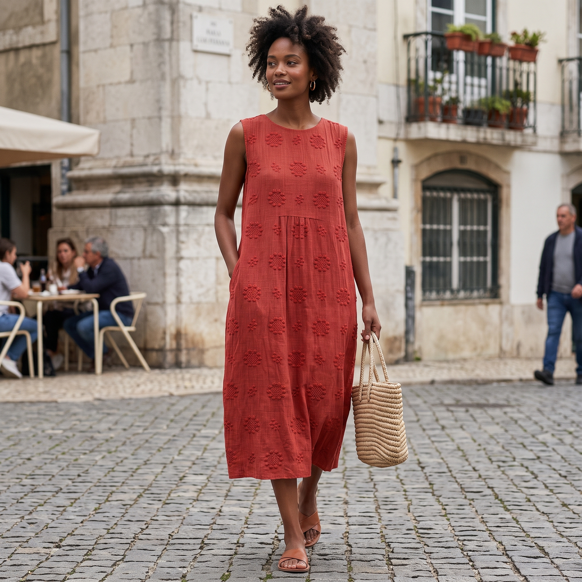Piper | Women's Embroidered Sleeveless Midi Dress