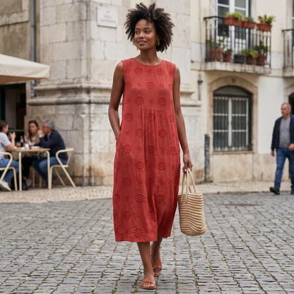 Piper | Women's Embroidered Sleeveless Midi Dress