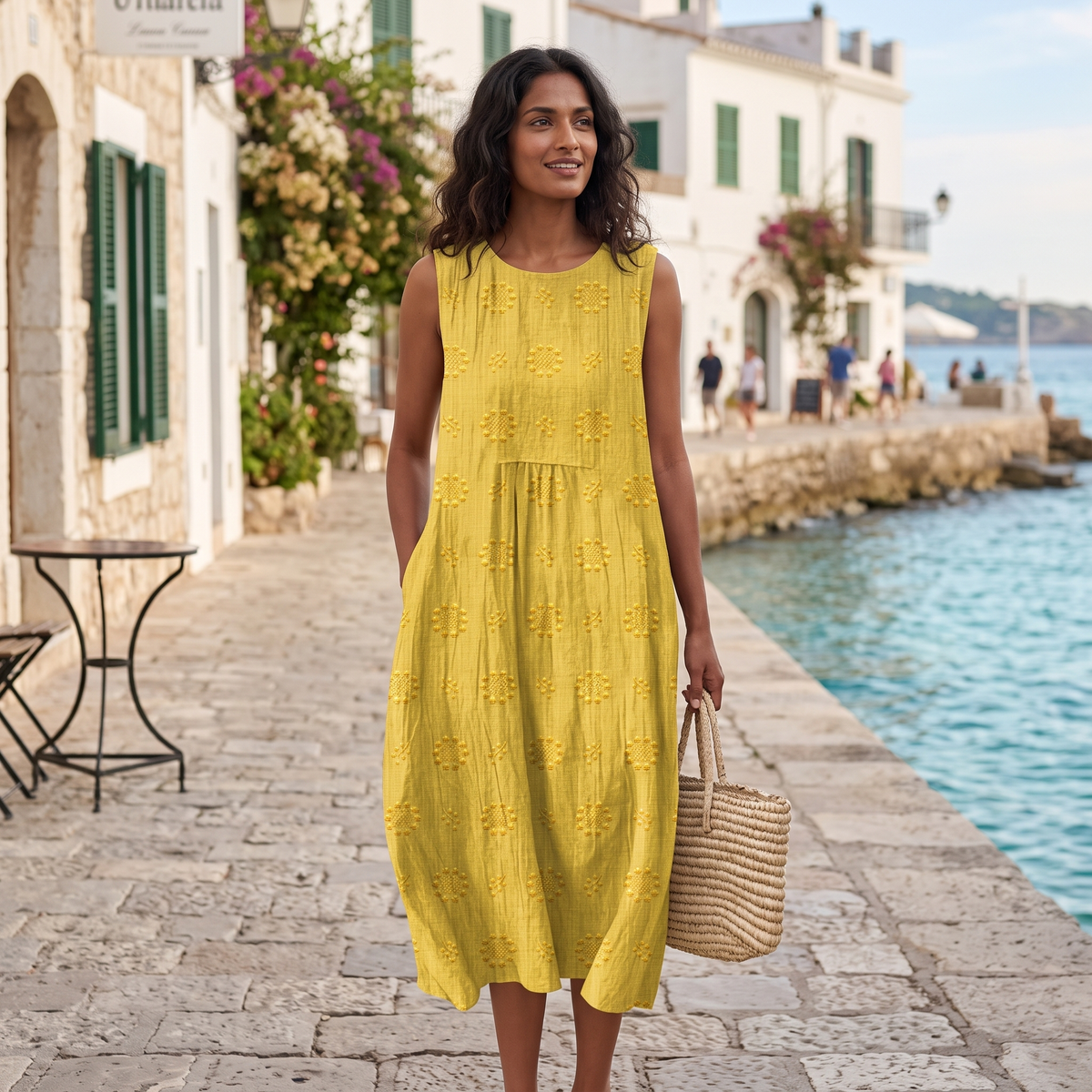 Piper | Women's Embroidered Sleeveless Midi Dress