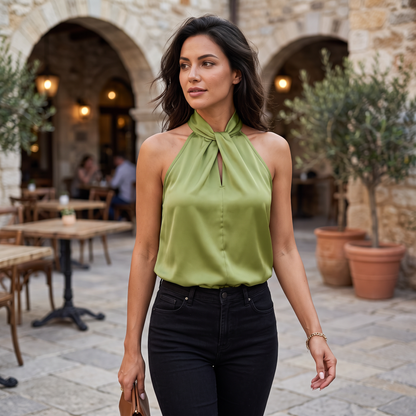 Vanna | Silk Knot Neck Top