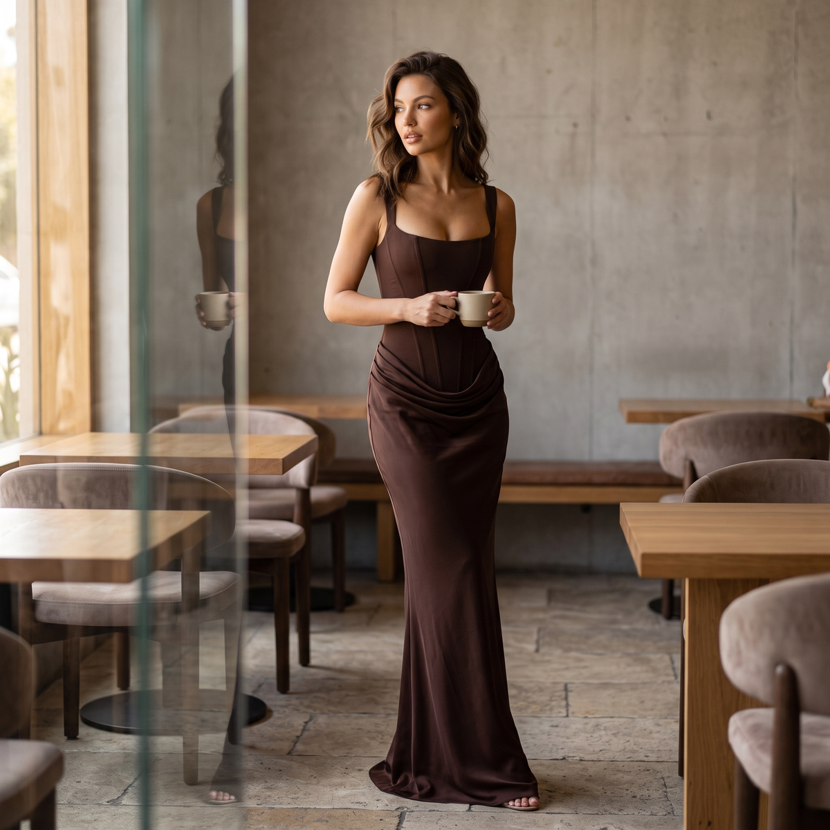 Sienna Laurent | Satin Corset Maxi Dress For Women