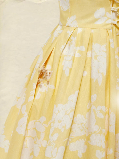 Off-Shoulder Floral Midi Dress - Short Sleeve Swing Dress
